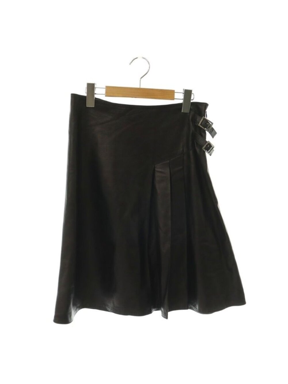 Dior Galliano Era Lambskin Pleated Skirt Flare Knee-Length Black